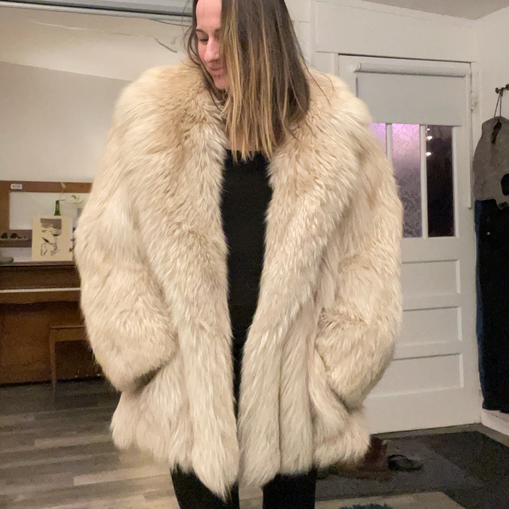 Blonde vintage fox fur coat